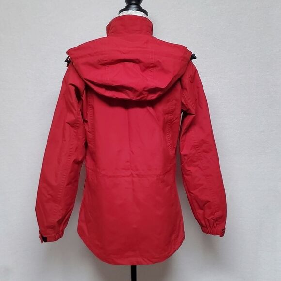 VINTAGE Retro Eddie Bauer Weather Edge Waterproof Red Hooded Fleece Lined Jacket - Picture 10 of 16